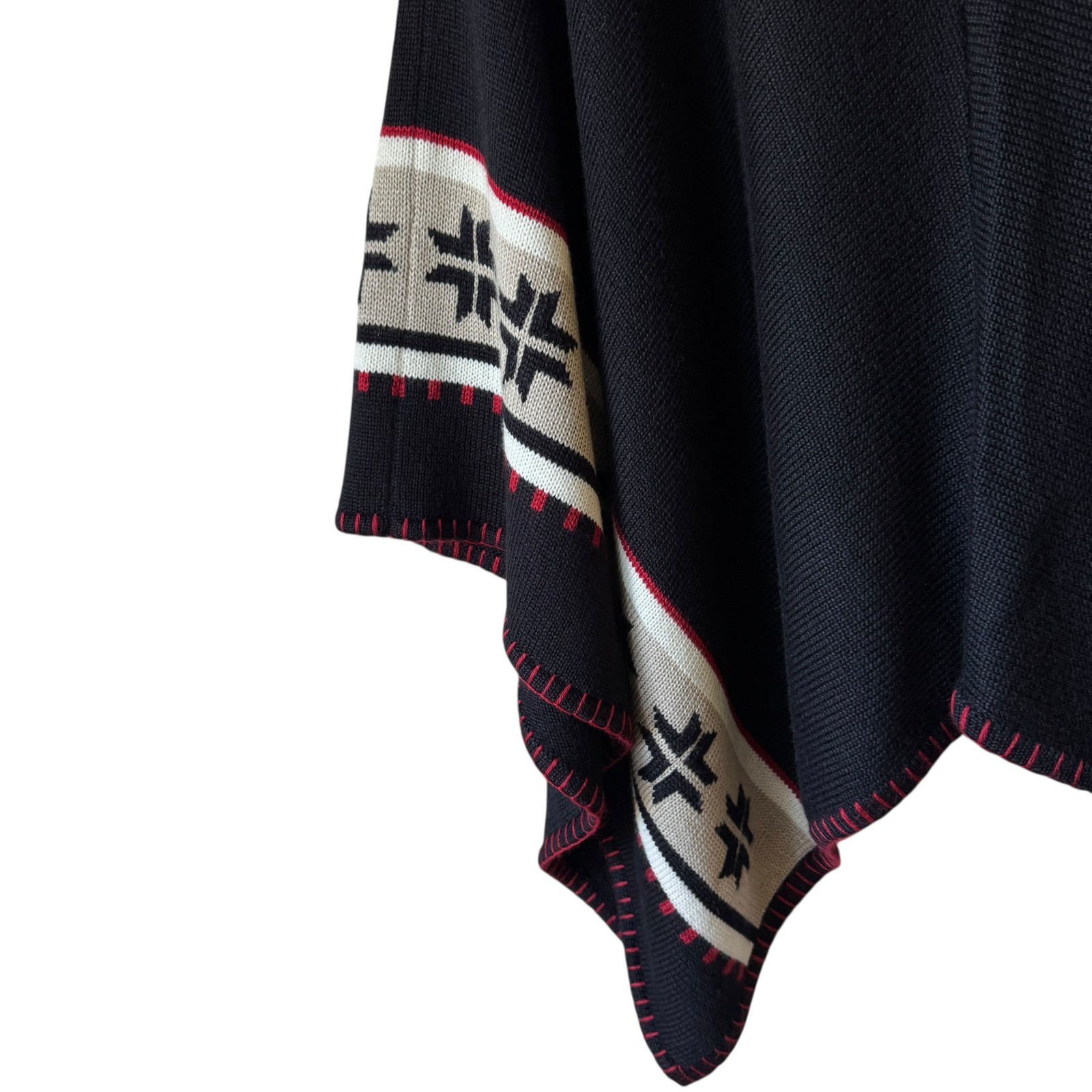 Vtg Gaucho Poncho Wool Blend Geometric Design Artisan Traditional Soft