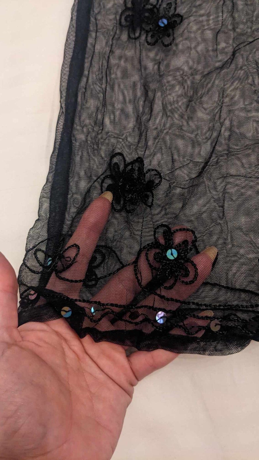 Black lace Mini Dress see through „Tree of Life” Floral Design Sexy Embroidery