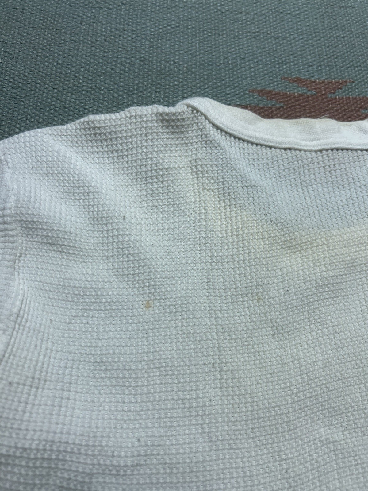 Vintage 70s 80s waffle knit thermal shirt blank white base layer women’s XL