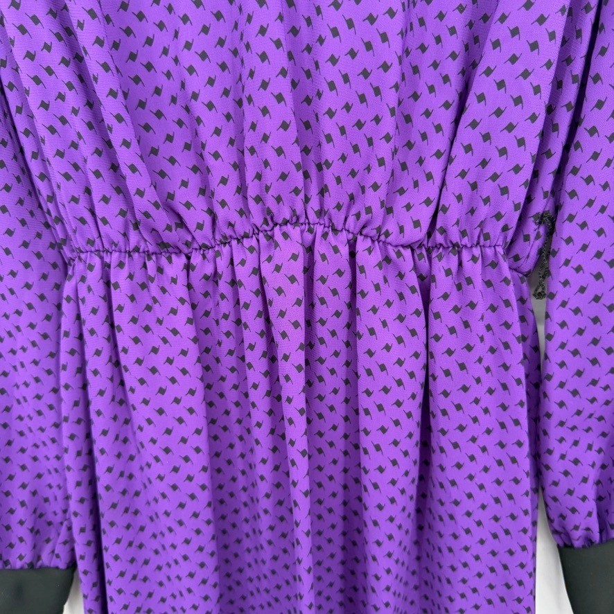 Alexis Fashions VTG Midi Dress Purple Polka Dot Retro Mod Secretary Size MD**