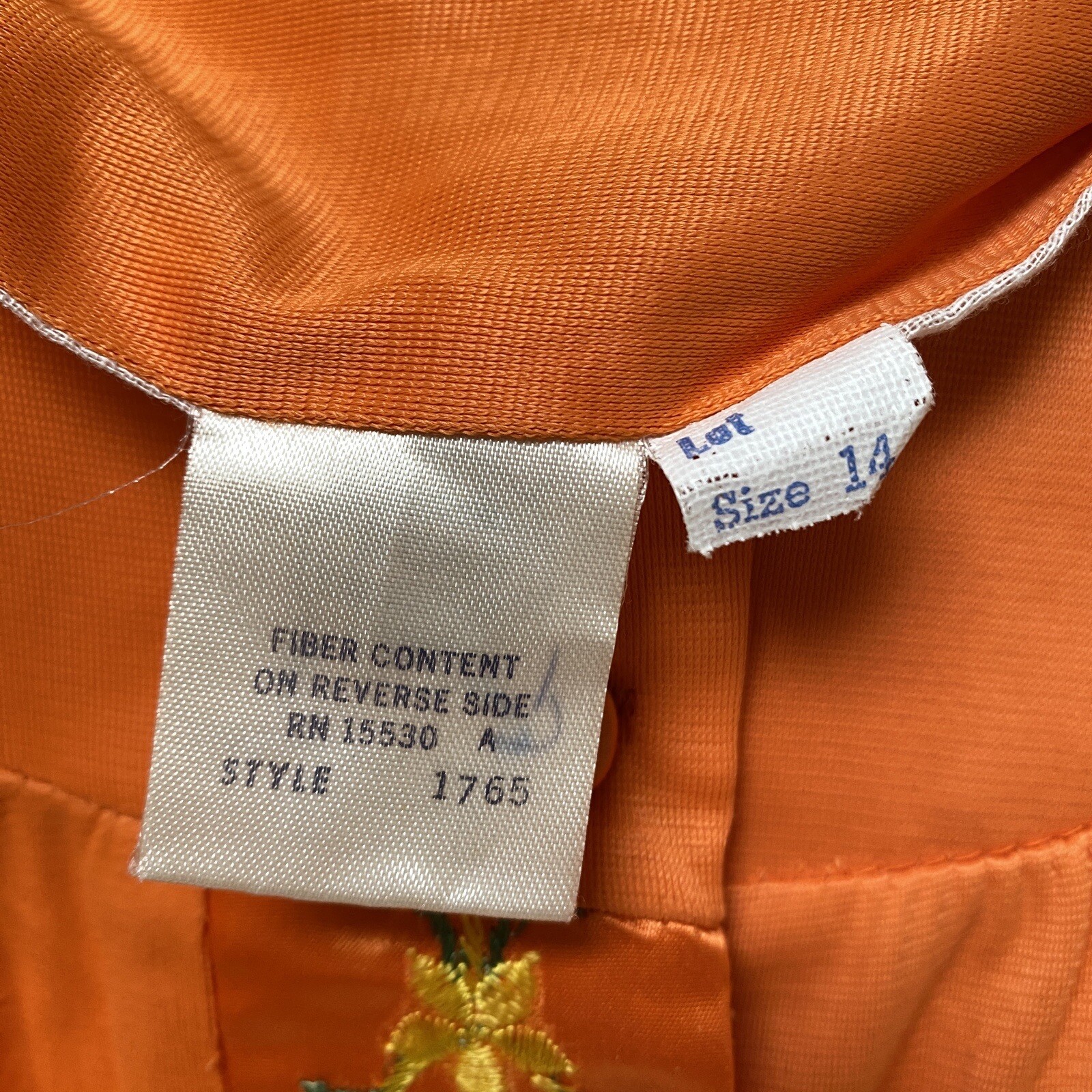 Vintage 1960s Orange Button Front Housecoat Robe Size 14 Pockets Acetate Tricot