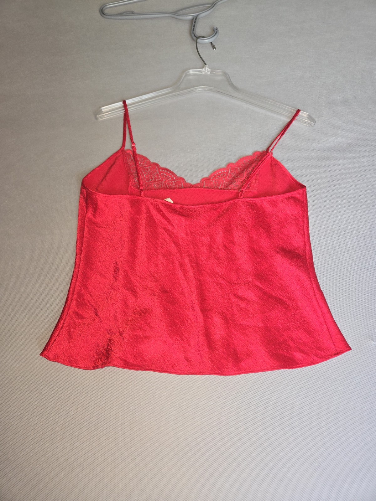 Victoria’s Secret Vintage Red Camisole Tank Top Lace Trim Size M Satin Cami