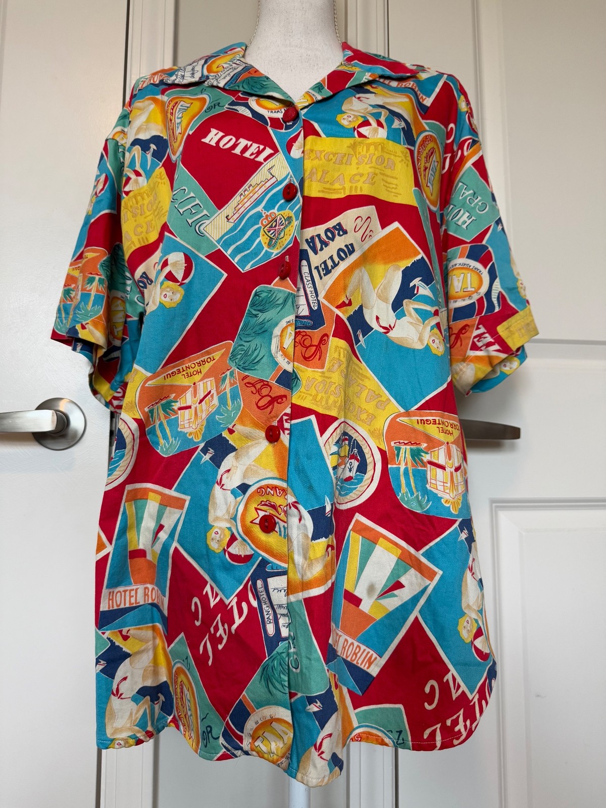Vtg Marisa Christina II Travel Shirt & Skirt Cotton Set 1X Suit Cruise Beach