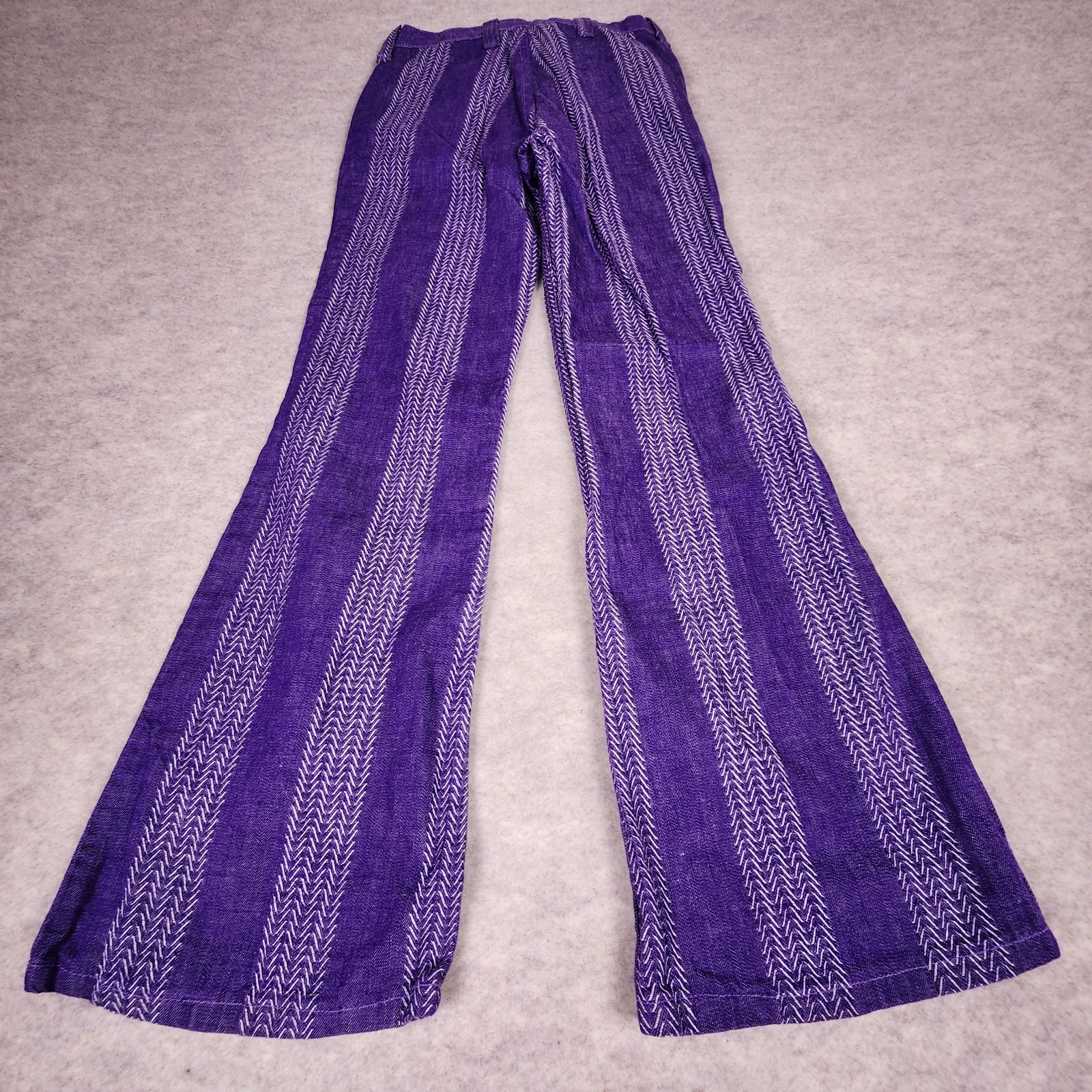 Vtg 70s Hillbilly Hippy Flare Bell Bottom Pants L Striped Size 24 Long