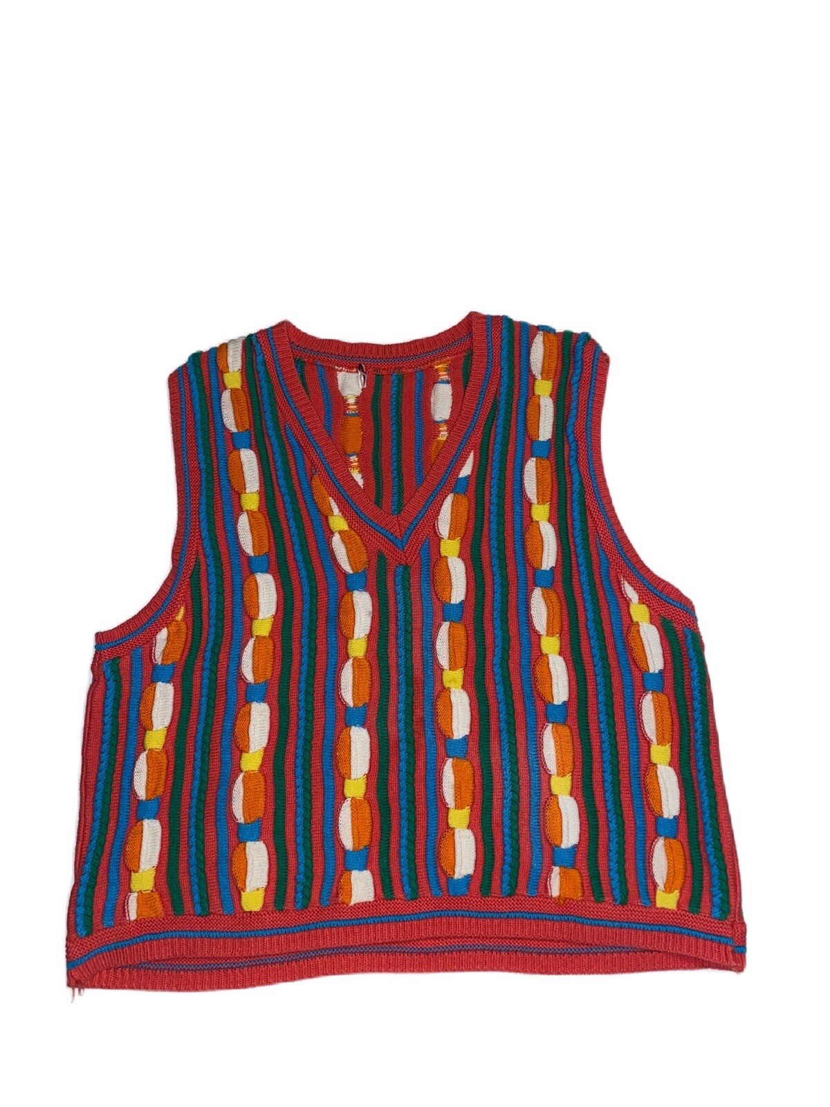 Vintage Sleeveless V Neck Pullover Sweater 20.5X21.5.