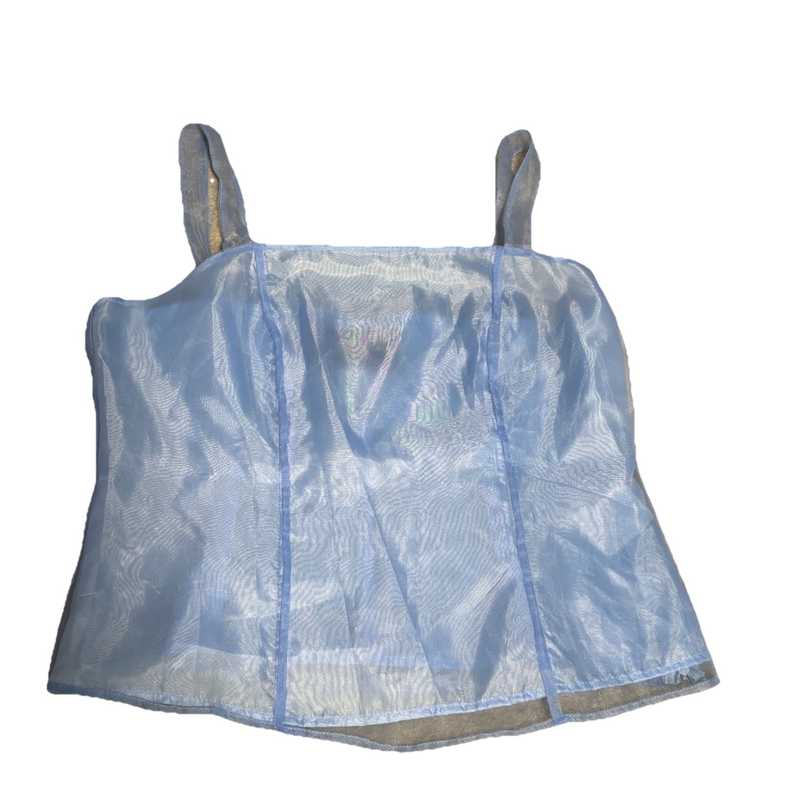 Vintage Milano Couture Sheer Light Blue Tank Top Corset Cami Size 10 Renaissance