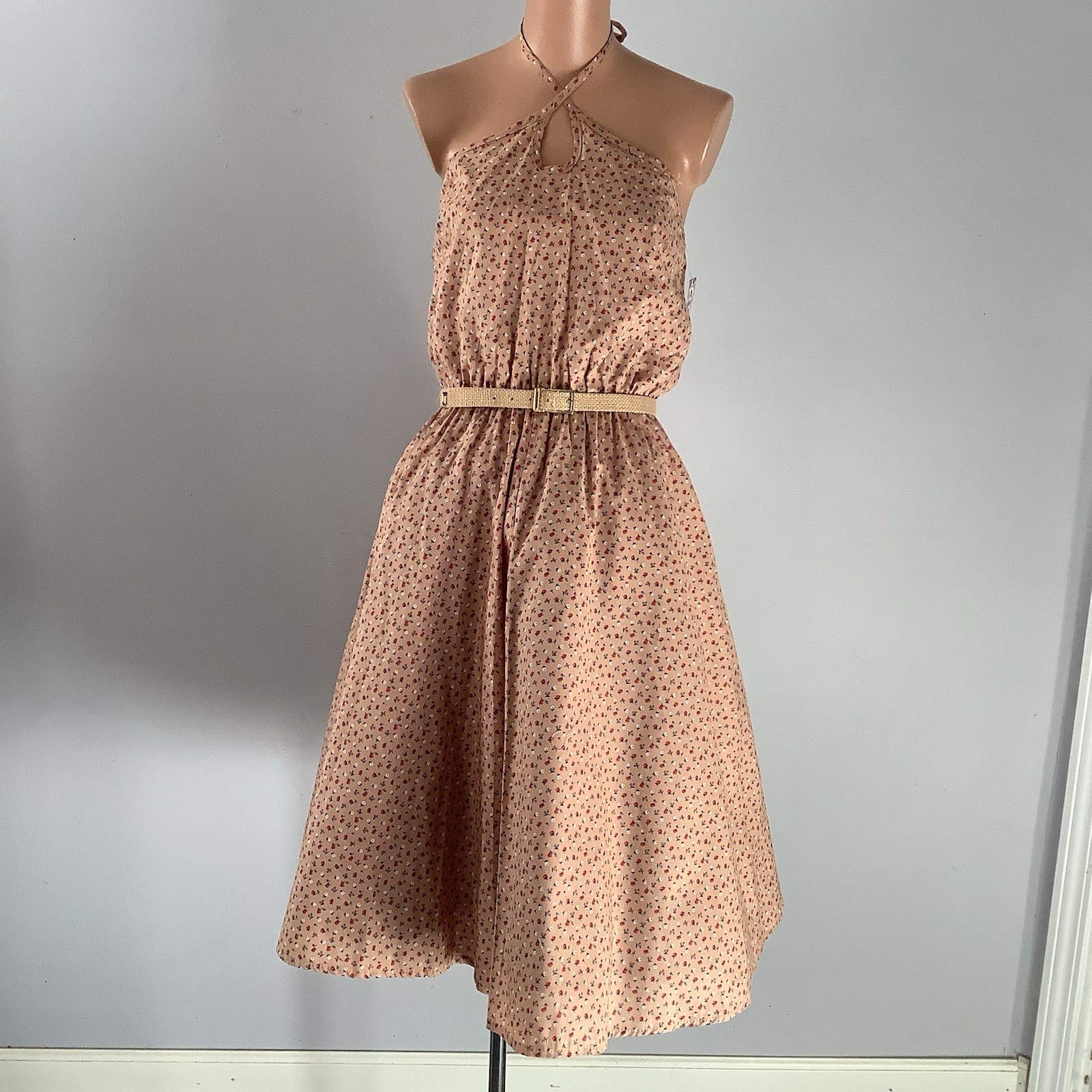 VTG 1970’s PBJ By Jerell Of Dallas Deadstock Ditsy Floral Print Halter Dress