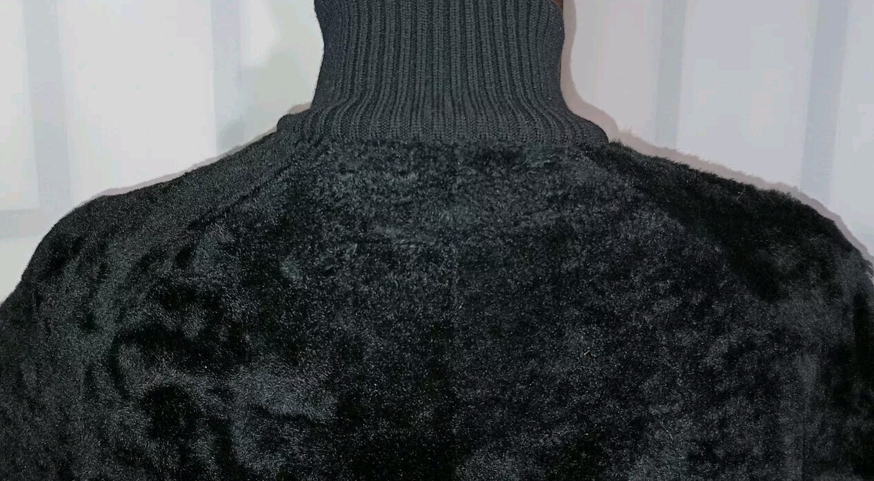 🔥 VTG Calvin Klein Europe Italian Real Fur Leather Black Bomber Jacket 10/Large