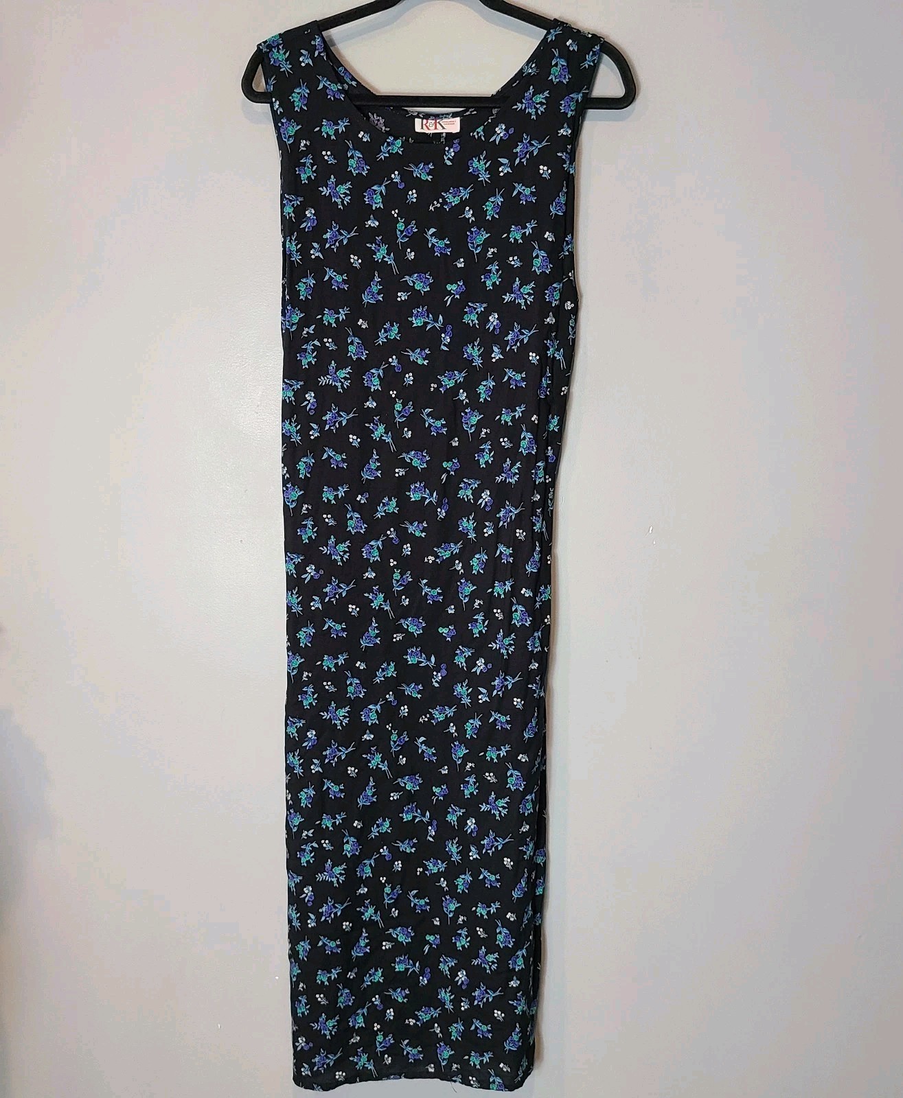 Vtg Floral Dress Cottage Fairy Grunge Y2K Sz Large 90s Tie Back Maxi Resort Boho