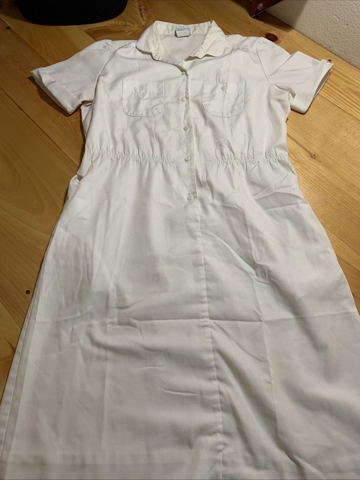 Women’s Vintage 1960s Nurse Shirt waisted White Swan Uniform Dress Halloween