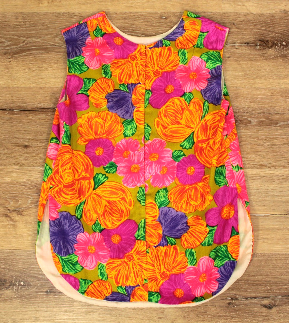 VTG Women’s 60s Orange Psychedelic Floral Top & Pants Set S/M 1960s Hawaiian
