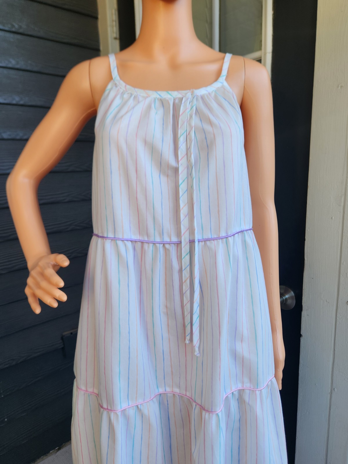 Vtg Brandywine 2-Piece Set Striped Tiered Maxi Prairie Dress & Bolero Jacket M
