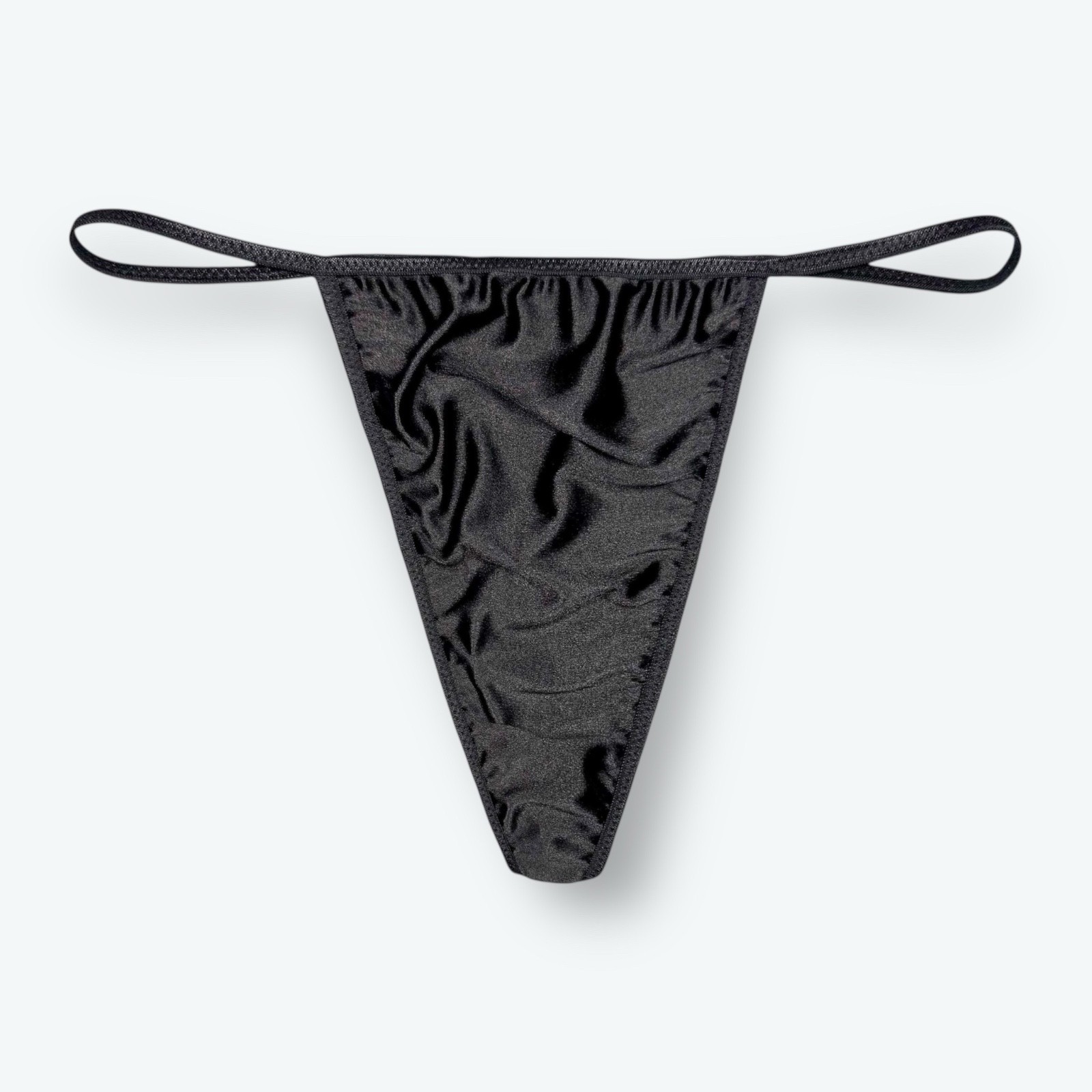 Satin V-String Hi-Cut Thong Black M