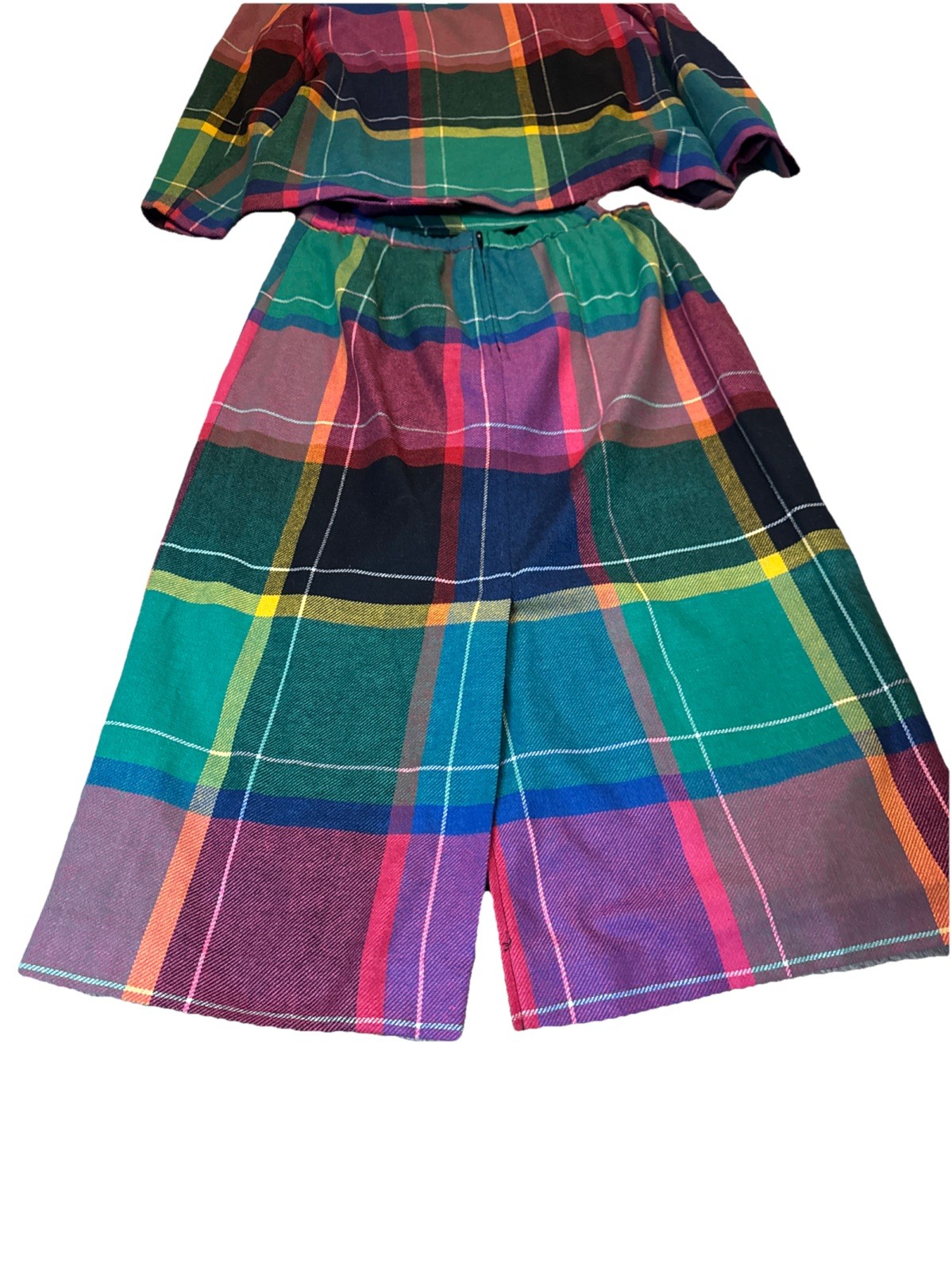 Vintage Jo Hardin Lined Colorful Wool Blend Skirt Jacket Set Size 14