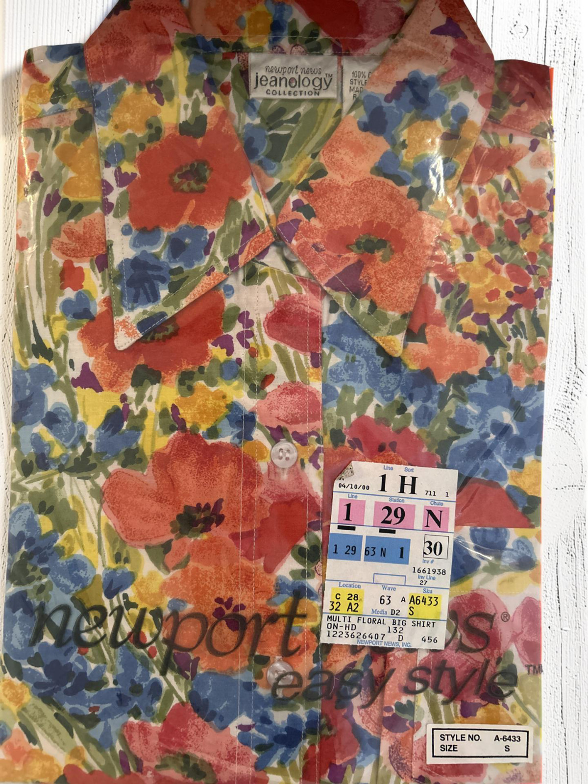 Rare VTG Newport News Jeanology Floral Spring Button Up Shirt Women’s L Cotton