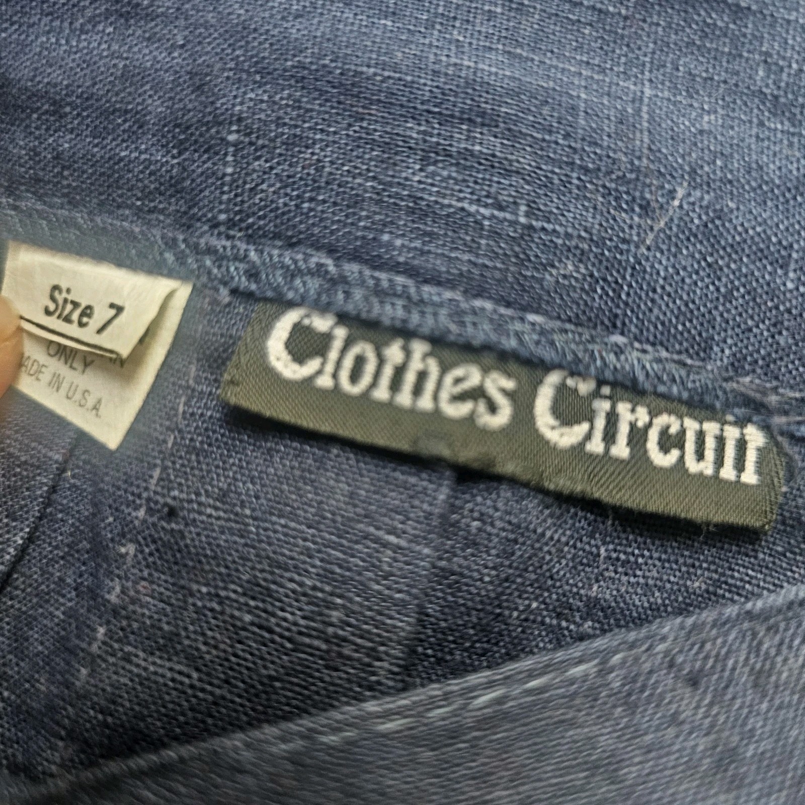 Vintage 90s Clothes Circuit Linen Cotton Blend Navy Blue Blazer Skirt Set Medium