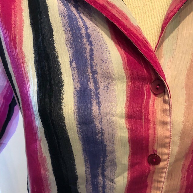 Vintage Blouse Donnkenny Classics Women’s Size S Stripes Short Sleeve 80’s