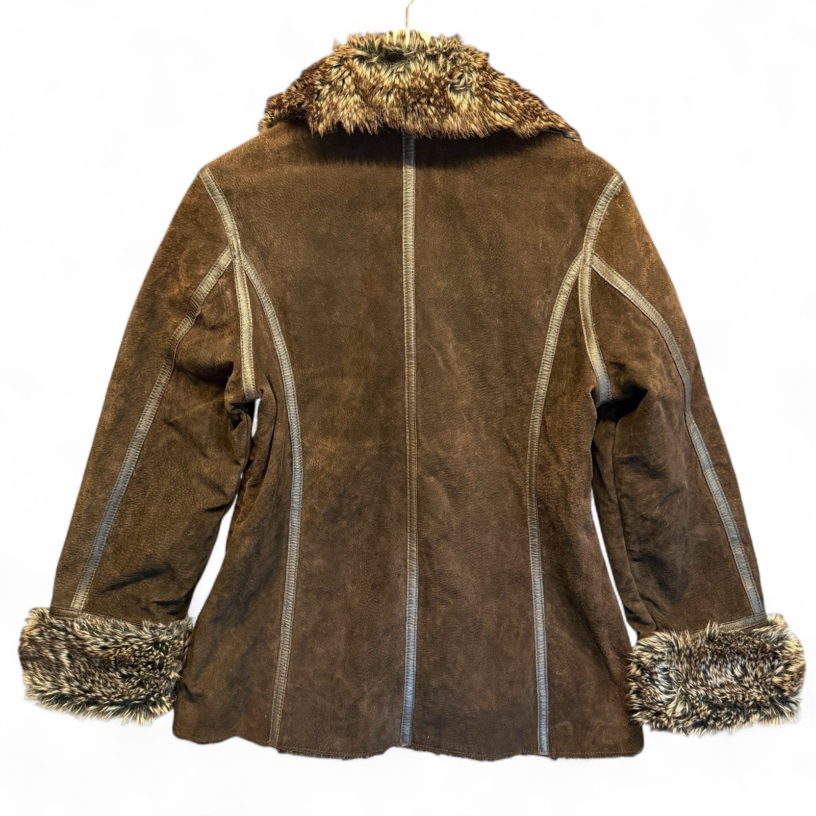 VTG Y2K Penny Lane Coat London Fog Brown Suede Boho SZ S Hippie Gypsy Rave Jacke