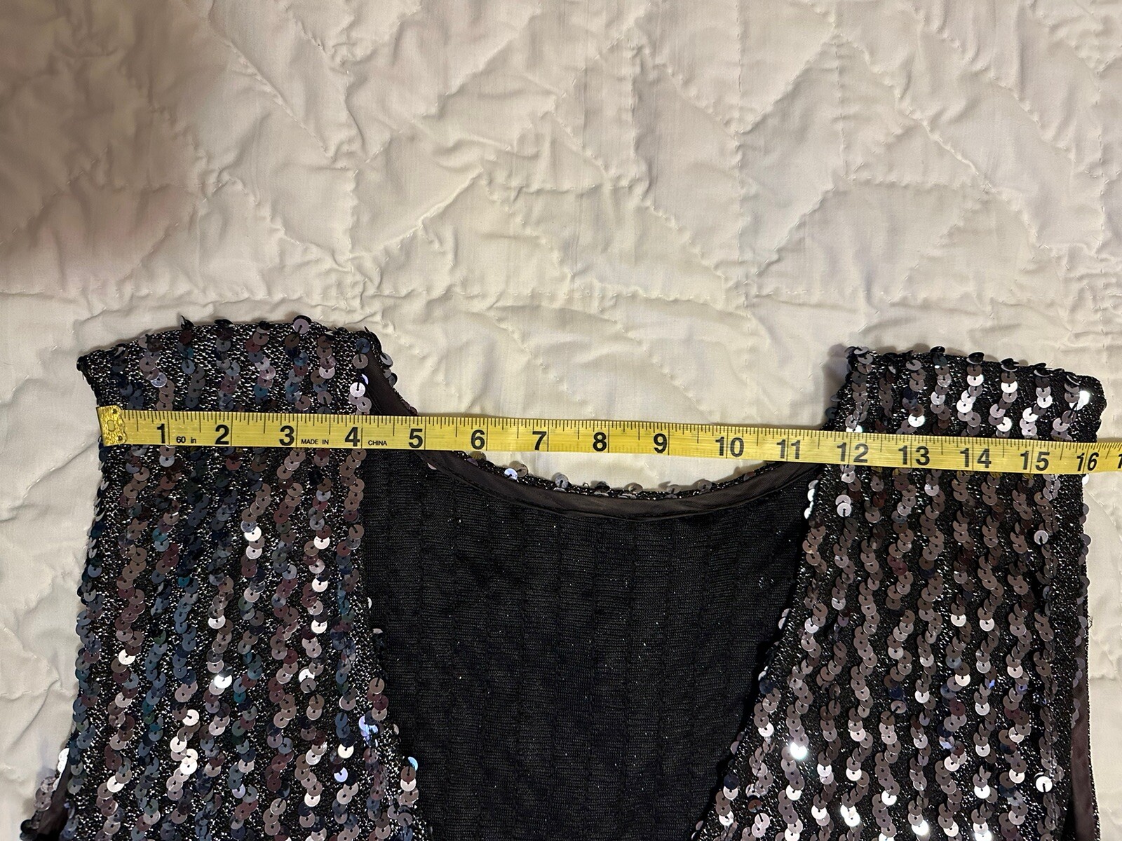VTG Silver Sequined Disco Mini Party Dress Diamond Run Low Back Cap Sleeve EUC