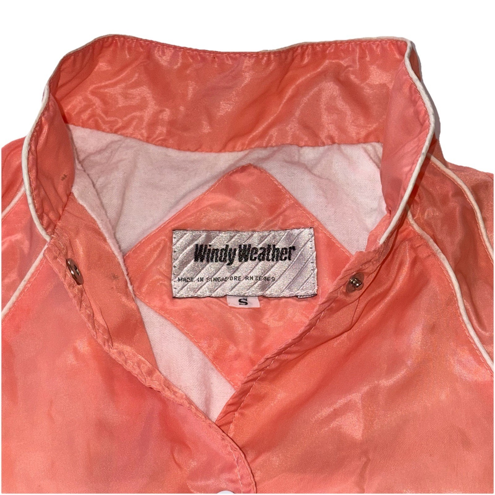 Vintage 80s 90s Windy Weather Windbreaker Peach Pastel Retro Shell Jacket Sz S