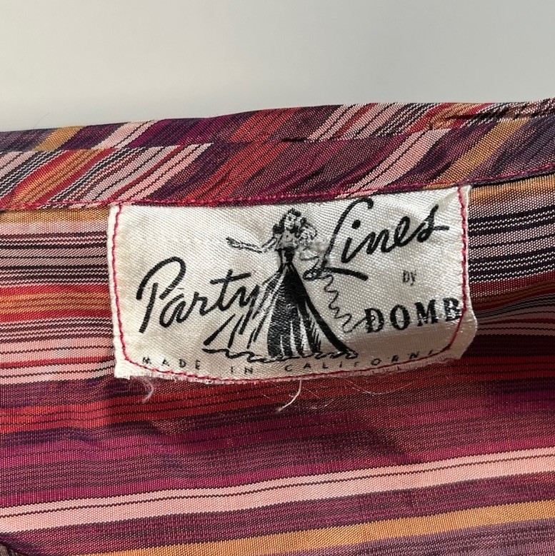VTG 1940s Emma Domb Party Lines Stripes Taffeta Halter Ball Gown Full Skirt S