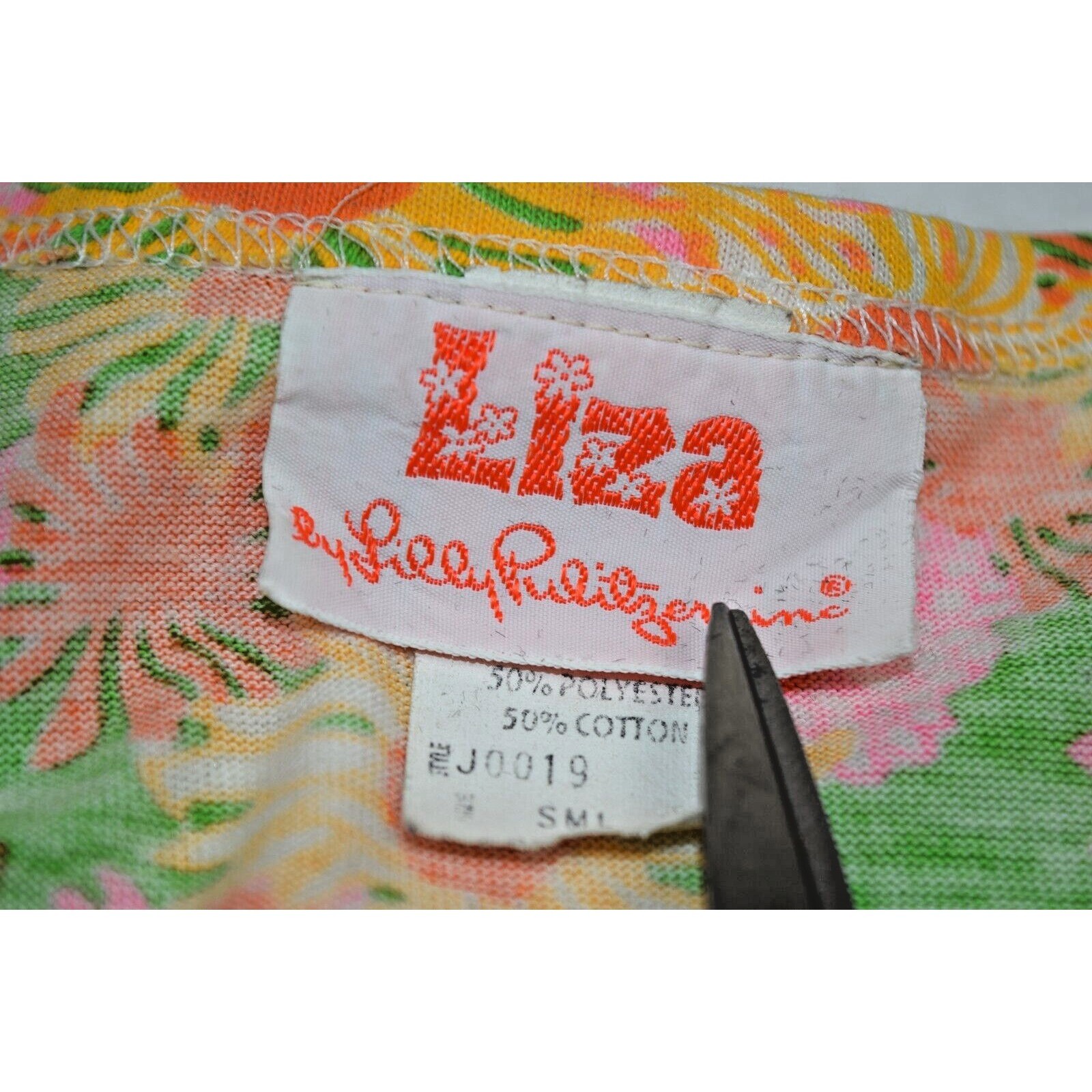 Lilly Pulitzer Liza Top VTG Size S/M 80s Orange Pink Yellow Flower Power Fitted