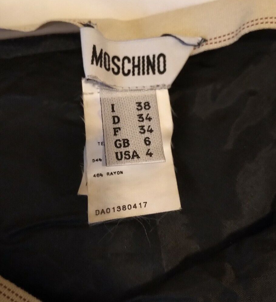 VINTAGE 1990S MOSCHINO COUTURE BLACK MINI SKIRT SILK PANELS ITALIAN 38 US 4