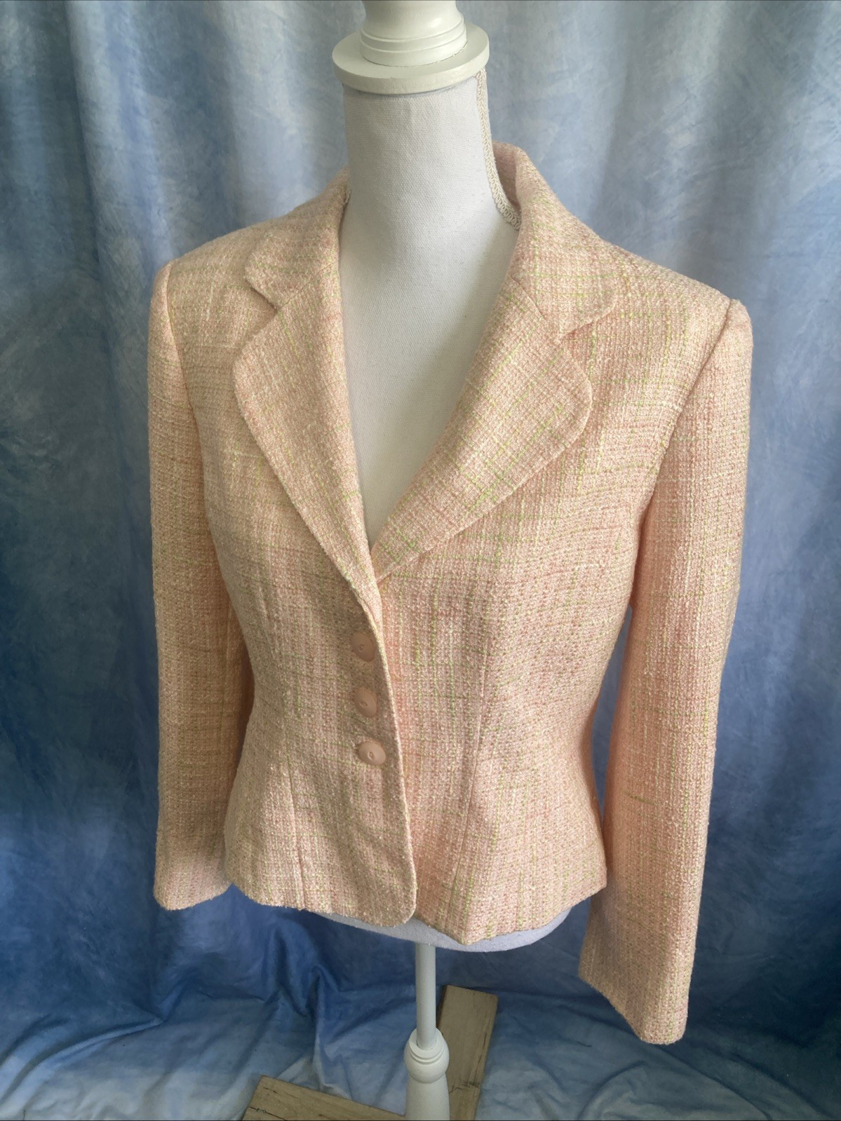 Vintage 90s Emma James Liz Claiborne Pink Tweed Blazer Jacket Fits Modern Small