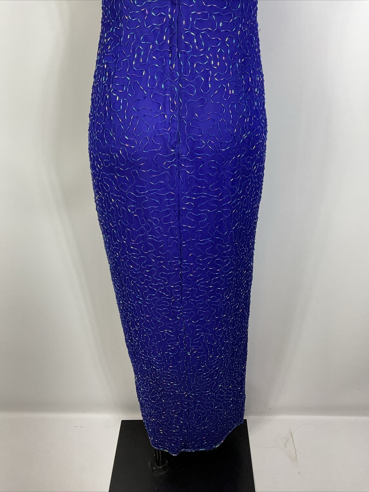Vtg 90s y2k Papell Boutique Evening Dress 4 Silk Beaded Maxi Gown Fairy Prom