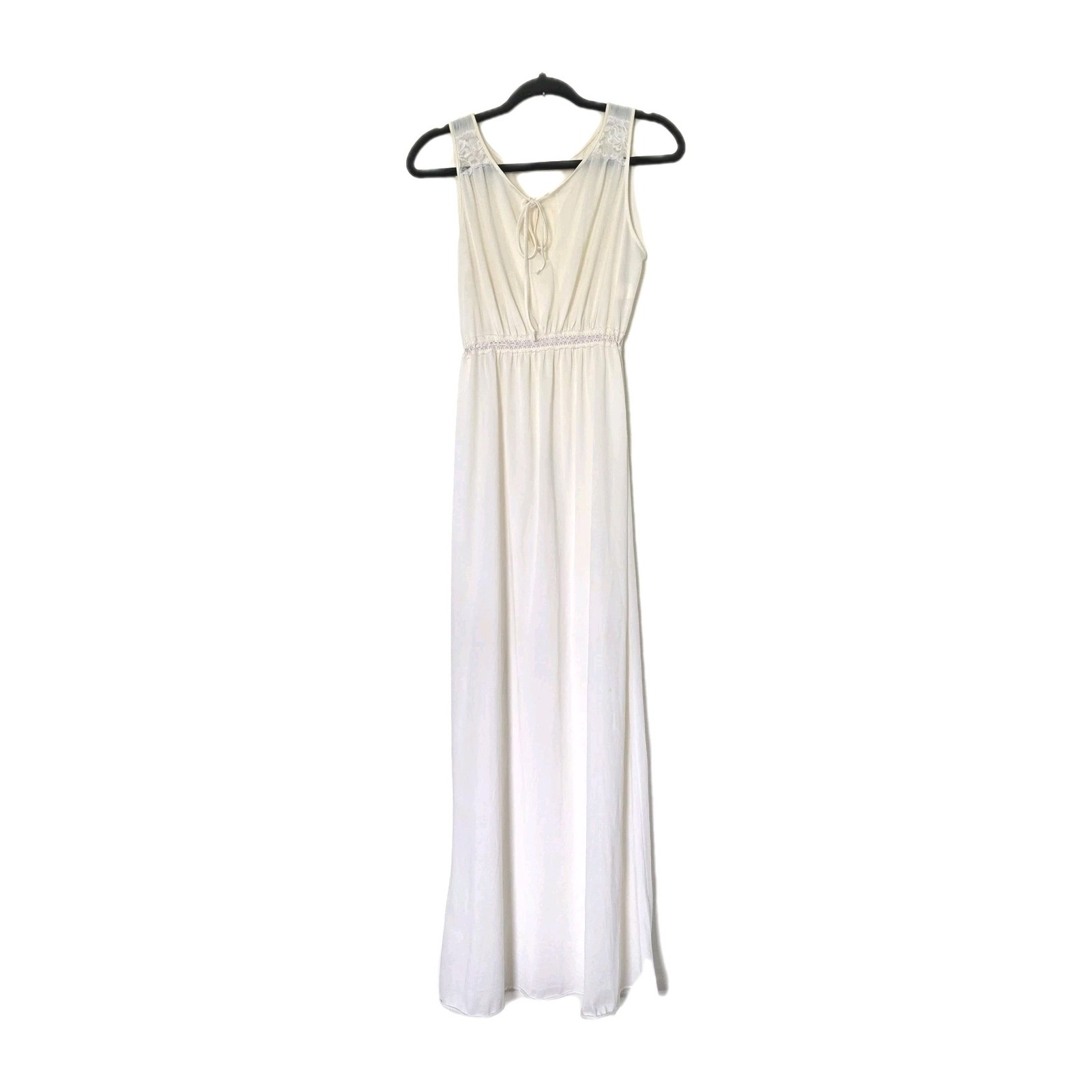 Vintage Maxi Slip Dress Womens M White Lingerie Wedding Cottagecore 80s Romantic