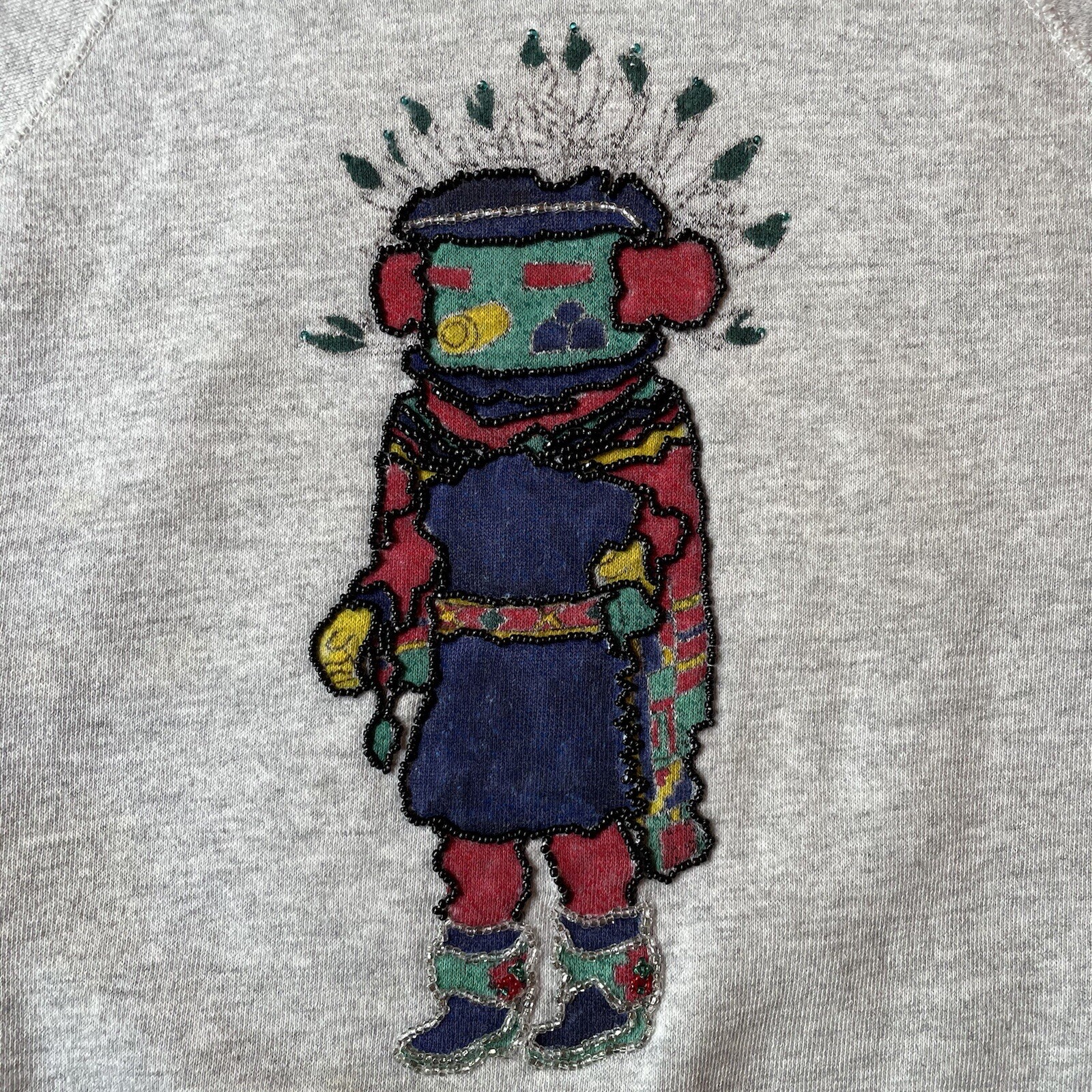 Vintage Tultex Gray Raglan Crafted Sweatshirt Made In USA One Of A Kind Kachina