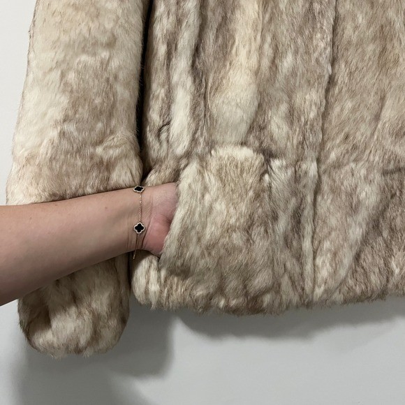 Split End Ltd Vintage Womens Genuine Rabbit Fur Jacket Cream Tan Size Medium