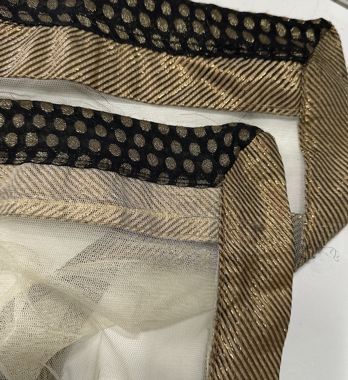 Metallic Embroidered Formal Kaftan Dress & Scarf Black Gold 50” Long