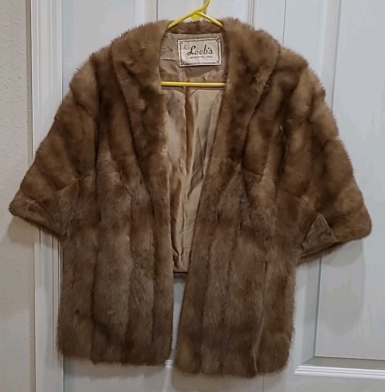 Vintage Natural Brown Mutation Mink Fur Stoll Wrap Autumn Haze Brand EMBA