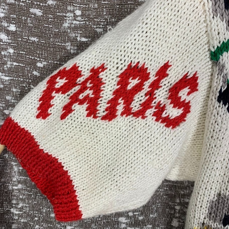 Vintage 90s The Eagles Eye Paris Cardigan Sweater Knit Short Sleeve Novelty Sz M