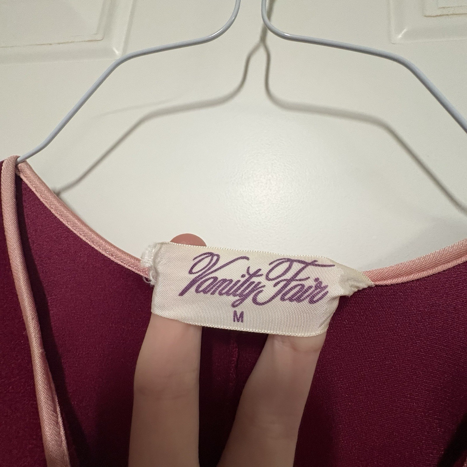VTG Vanity Fair Housecoat Robe Zip Front Velour Cinched Waist Raspberry Sz M