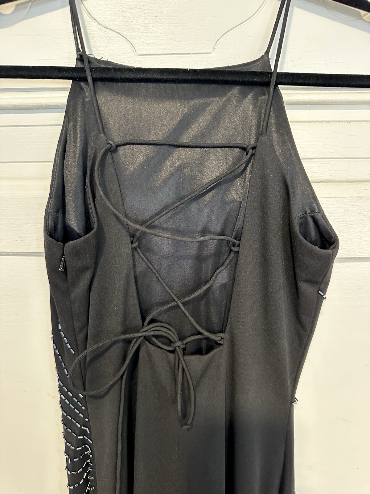 Vintage Black Slinky Beaded 90’s Dress – PERFECT – XS – De Laru By Sheila Yen