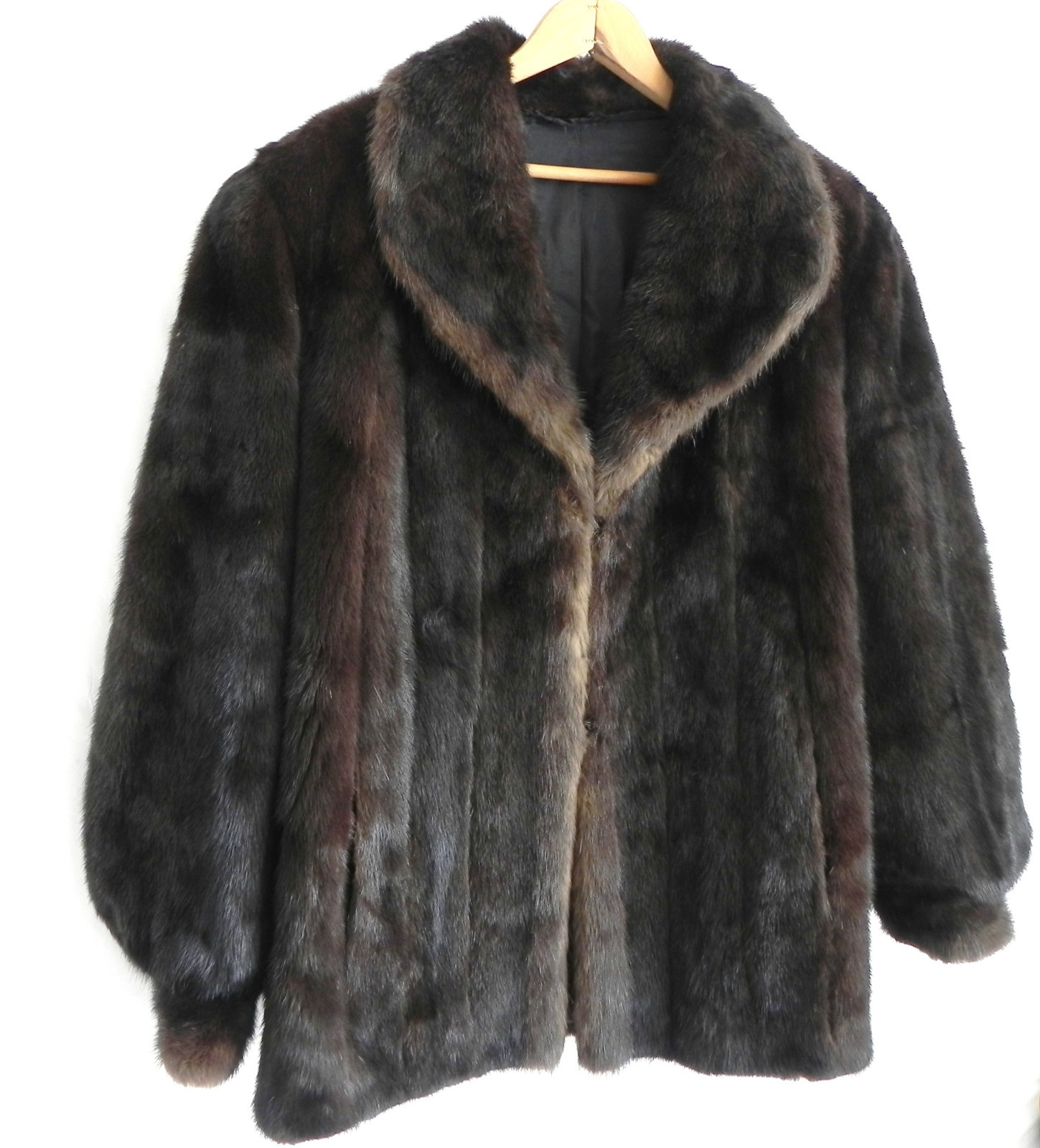 Vtg Mink Coat/Jacket Espresso Shawl Collar Full Lining 2 Pockets Size L