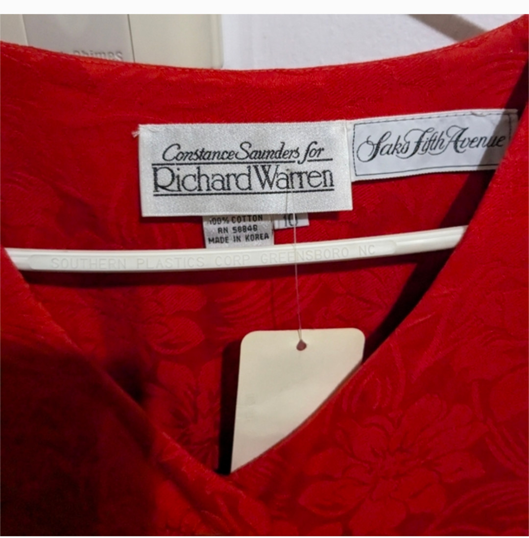 Constance Saunders Vintage For Richard Warren Red Button-Down Dress