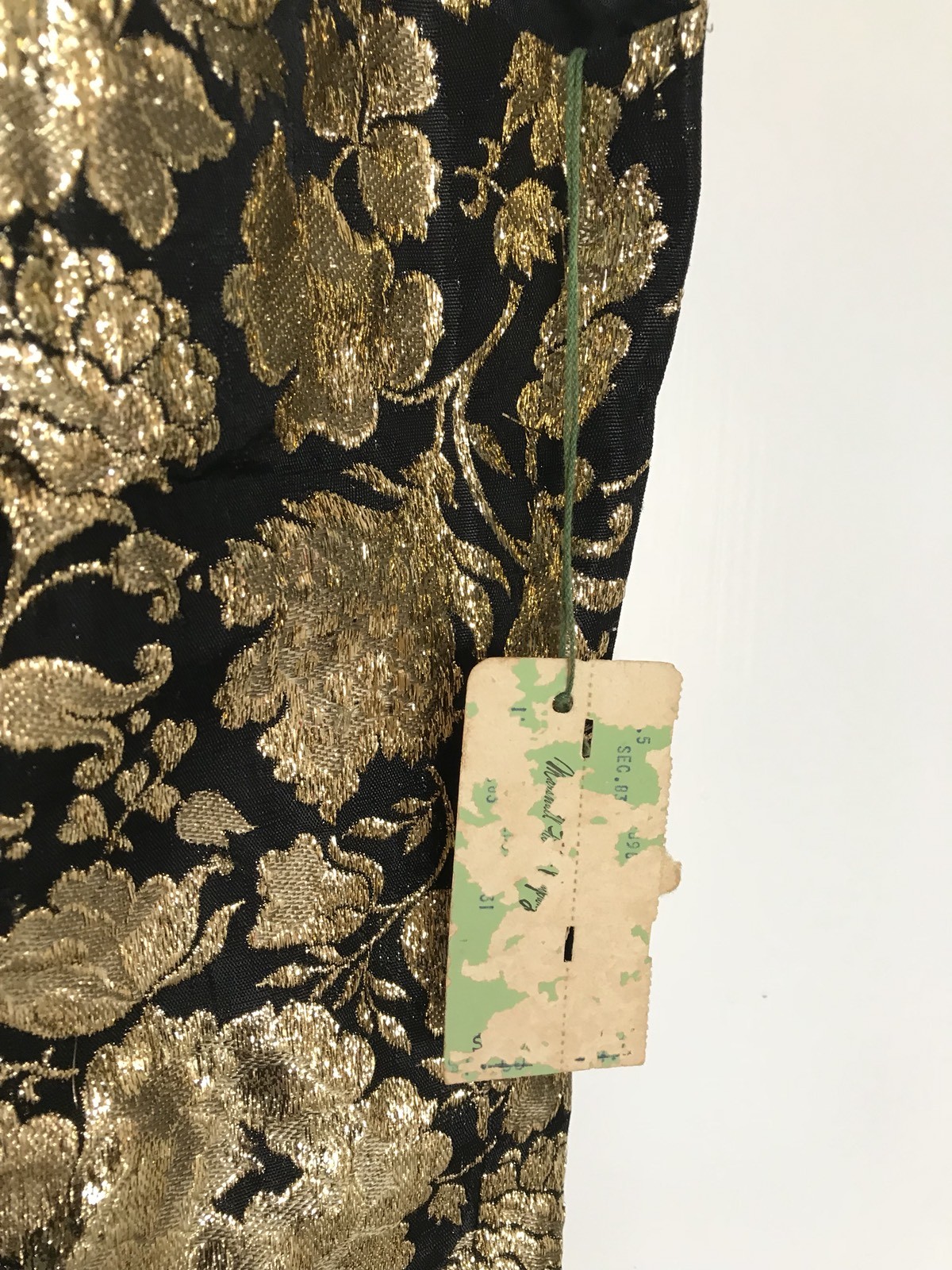 LUREX Black Gold Floral Set Vintage HONG KONG Mid Century MOD Sz M/L WITH TAGS