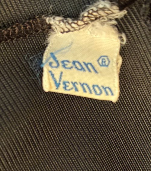 Vintage 60s JEAN VERNON FULL SLIP Size 4 / 34 Small Black Nylon Plunge Lace Goth