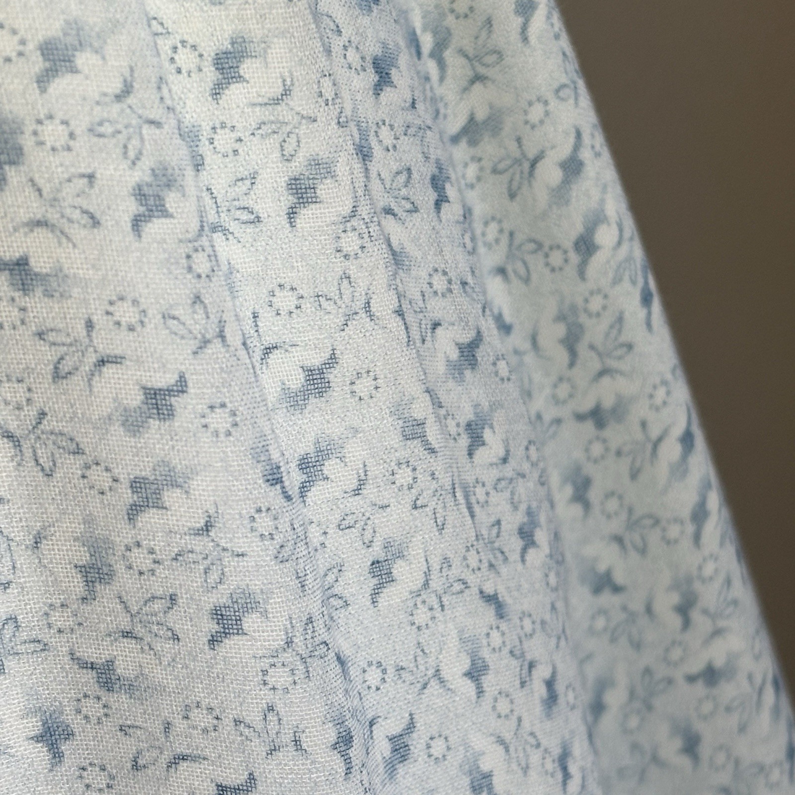 Vintage 1970’s Baby Blue Floral & Lace Cottagecore Prairie Maxi Dress XS