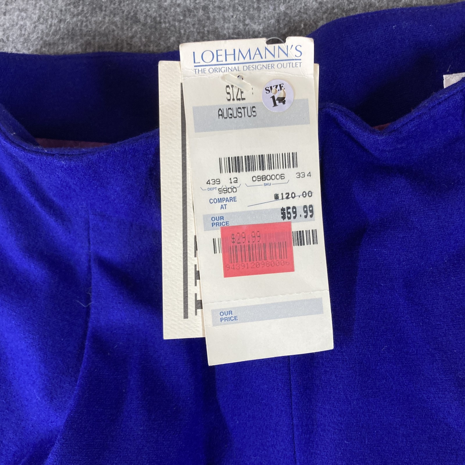 NWT Vintage Augustus Andrew Morgan Pleated Wool Trousers Pants Womens 12 Purple
