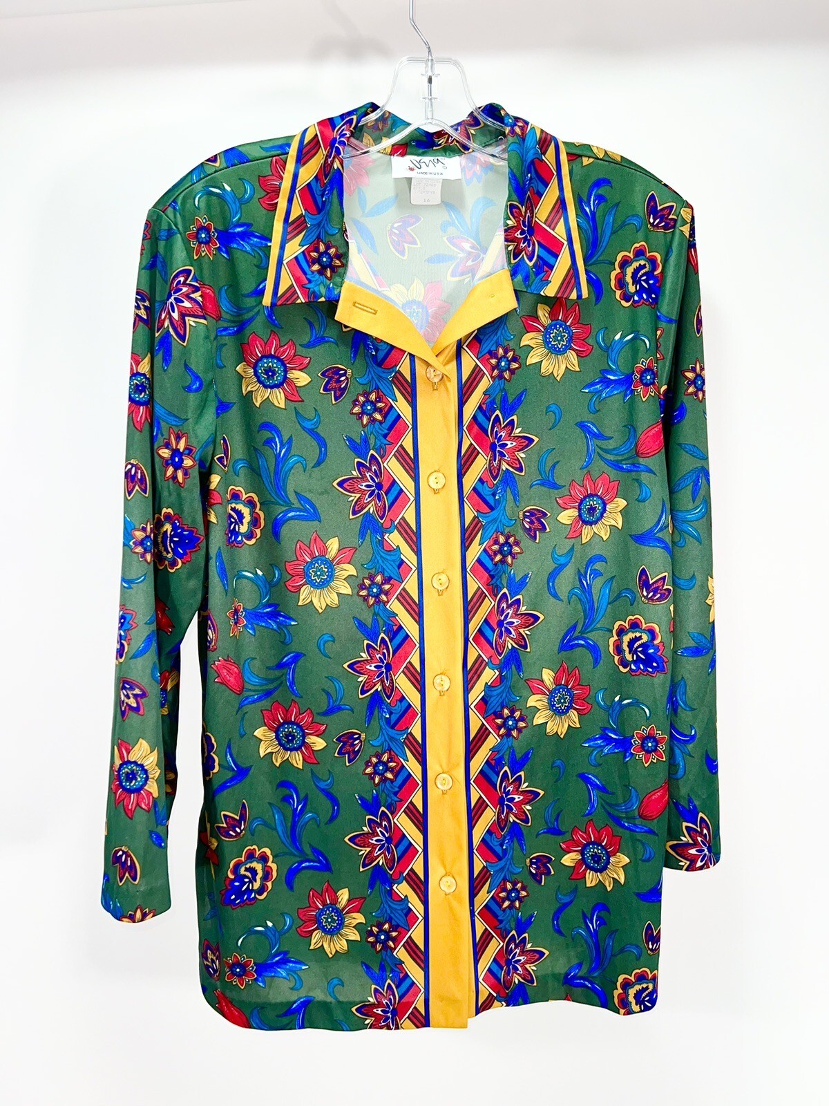 VTG 1960s VERA NEUMANN FLOWER POWER BLOUSE MOD DISCO GROOVY BOHO HIPPIE RETRO