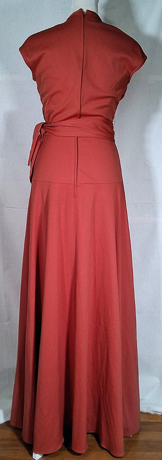 Vintage 70s Unbranded Maxi Terracotta Dress Union Label USA Size SMALL