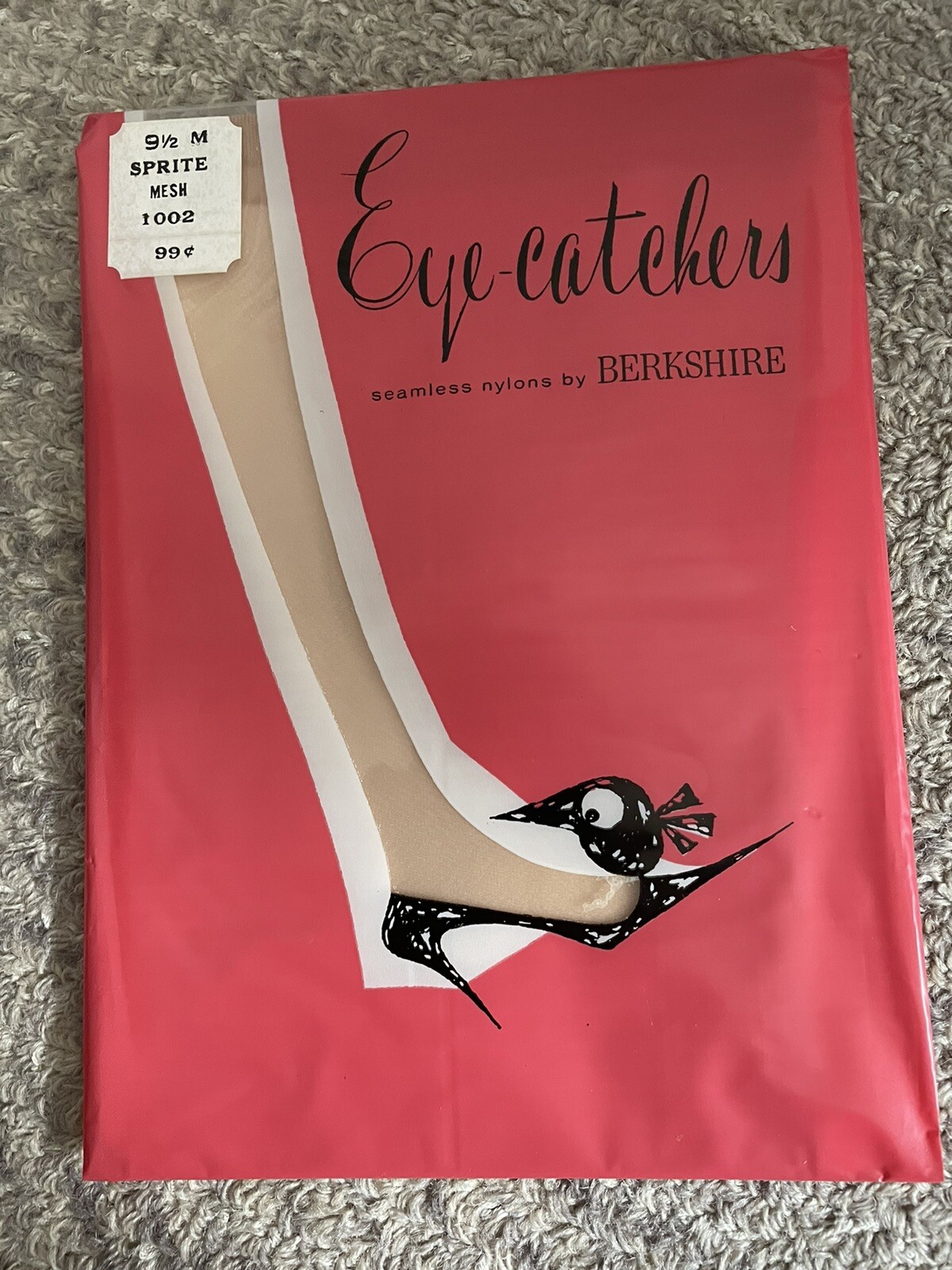1 Pair Vintage Eye Catcher 9 1/2 Sprite Mesh garter stockings
