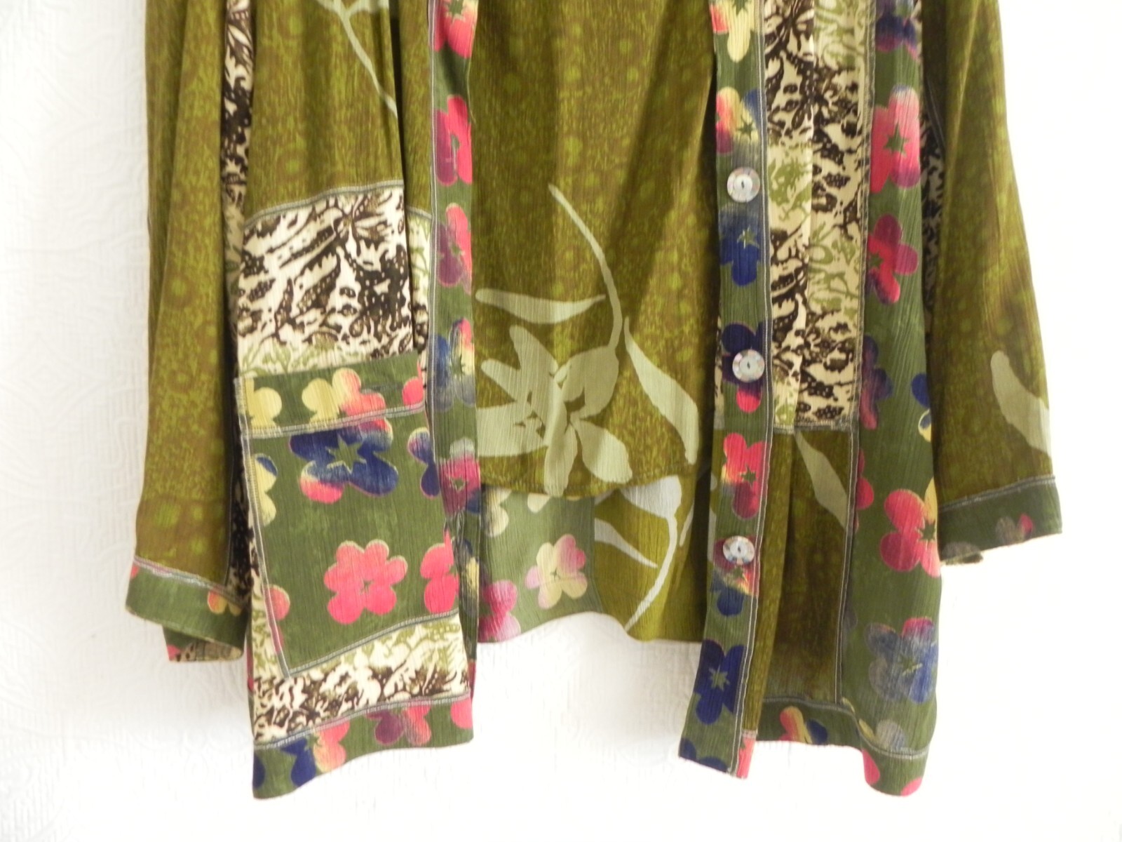 Midnight Velvet 3PC Long Sleeve Duster/Sleeveless Top/Midi Skirt Batik Size 1X