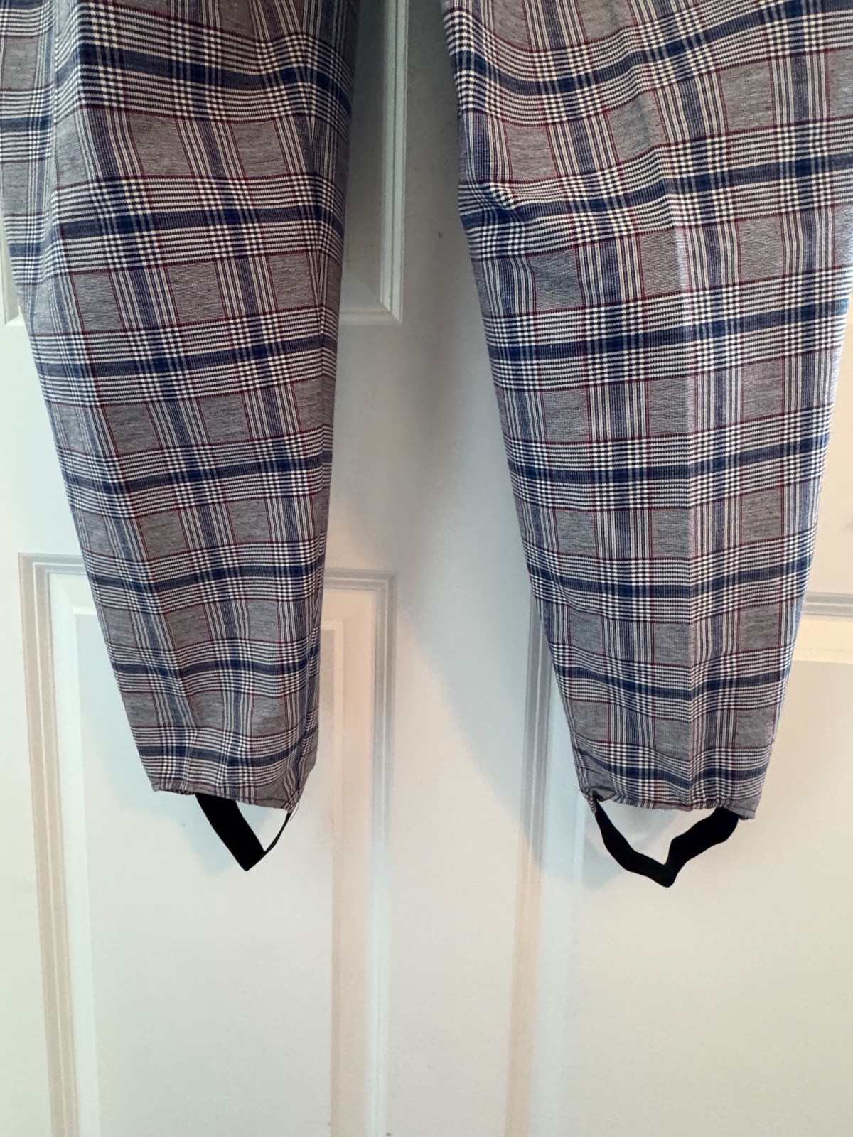 Vintage High-Waist COUNTERPARTS Blue/Gray Red Plaid Stirrup Pants 16W Pockets