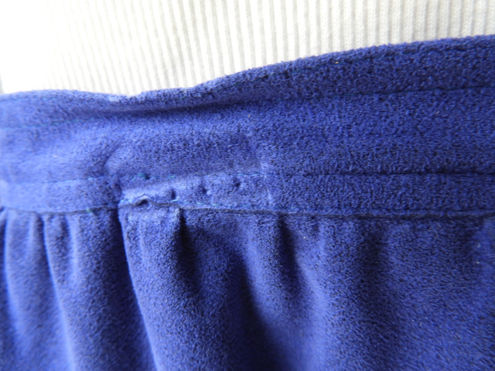 Vtg 1990 s Blue Ultrasuede Duster & Skirt Suit Set Evelyn McGill sz S/M