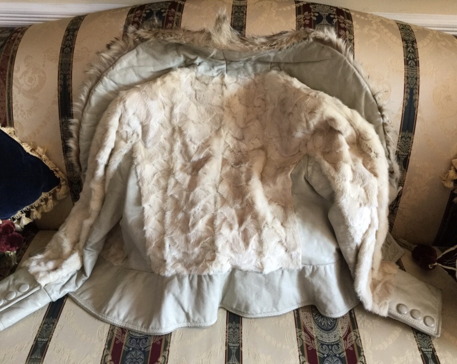 Vintage Mink Fur Leather Biker Jacket S/M